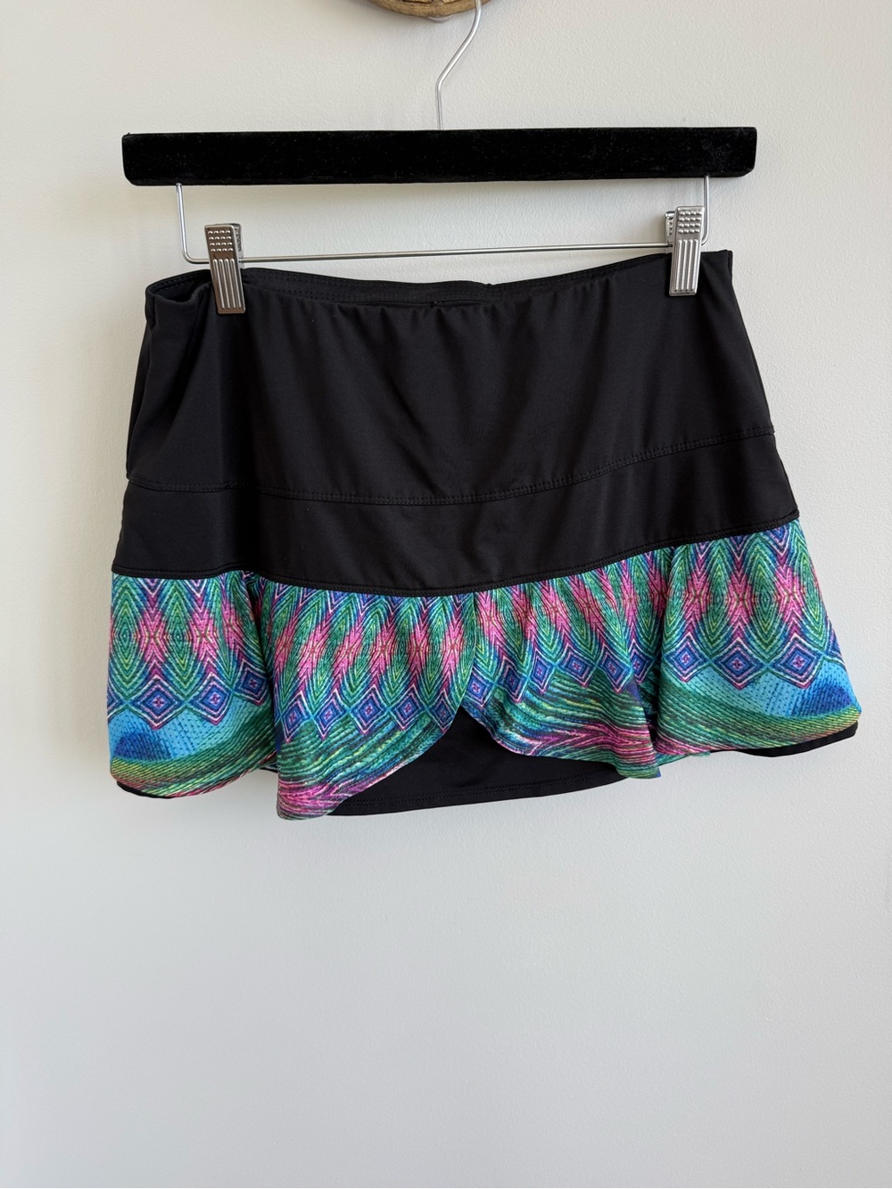 Lucky in Love Tennis Skirt with Peacock Printed Ruffle Hem